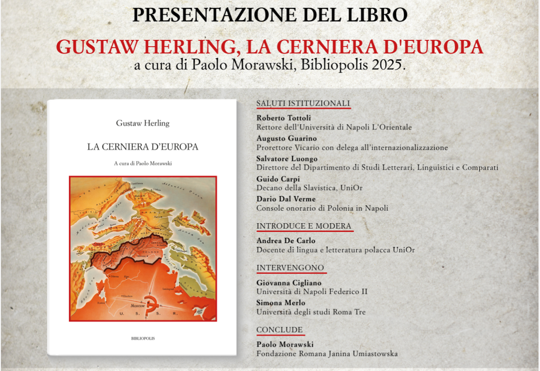 Presentazione del libro: "Gustaw Herling, La cerniera d'Europa"